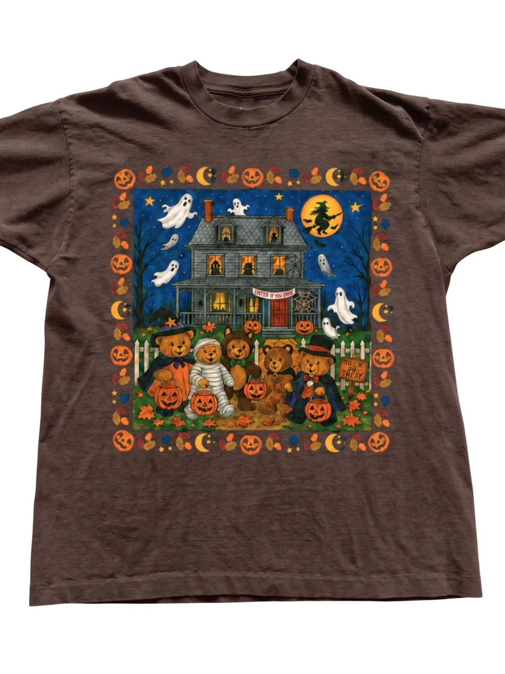 Gildan Brown Halloween Bears Graphic Tee, Gift For Her, For Him